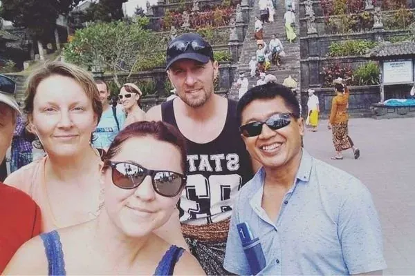 Visiting a traditional Balinese temple on Downhill Bike Tour
